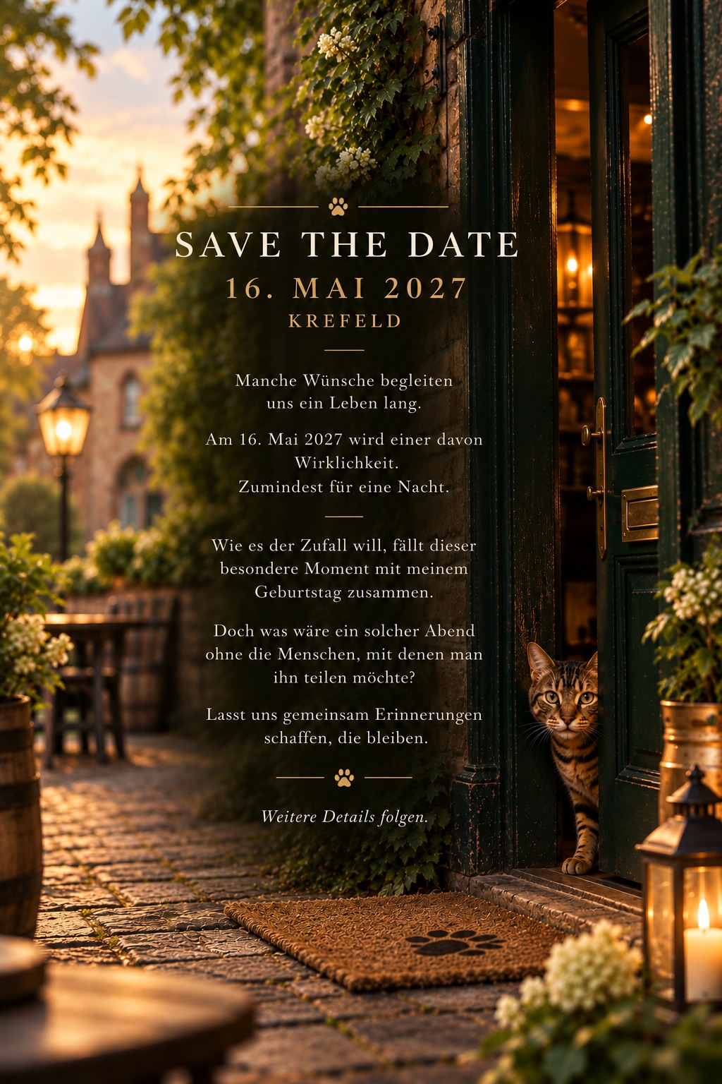 Save the Date: 16. Mai 2027 in Krefeld. Ein einmaliges Event. Weitere Details folgen.